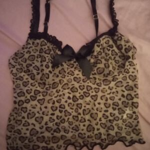 Leopard Print Women's Top with Black Accents